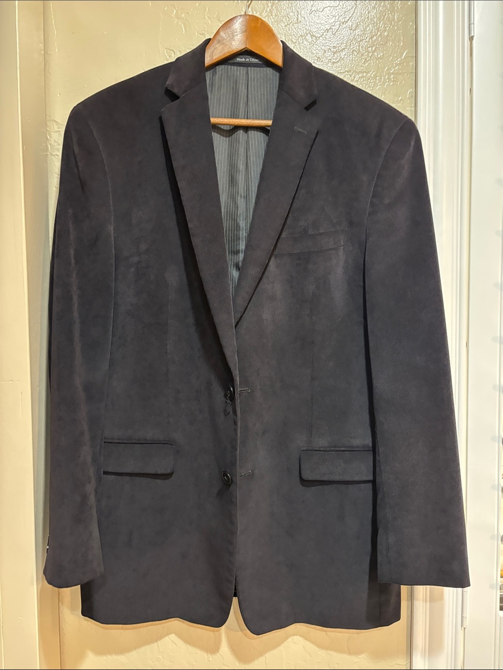 Calvin Klein Men's Charcoal Corduroy Two-Button Blazer
